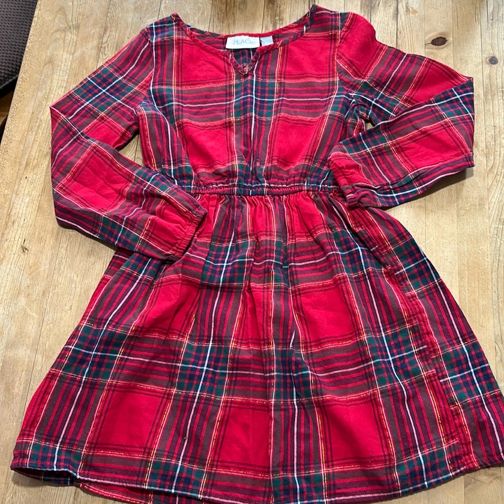 Childrens Place Christmas Plaid Flannel Dress 5/6